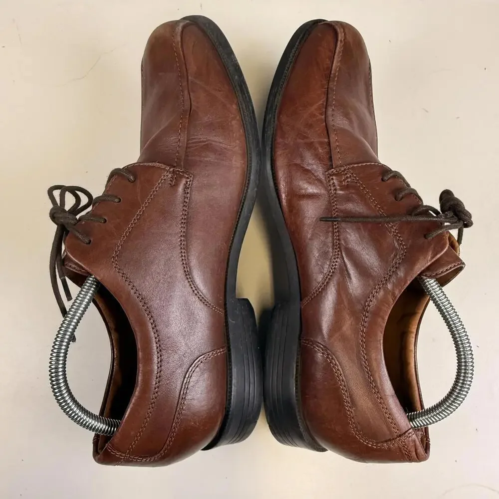 Clarks Tilden Walk Mens Bike Brown Leather Oxford Dress Shoes Size 11